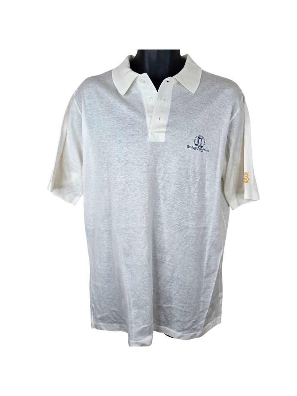 Vintage 80s Waikiki Landmark Polo Shirt White Mens Size M Deadstock